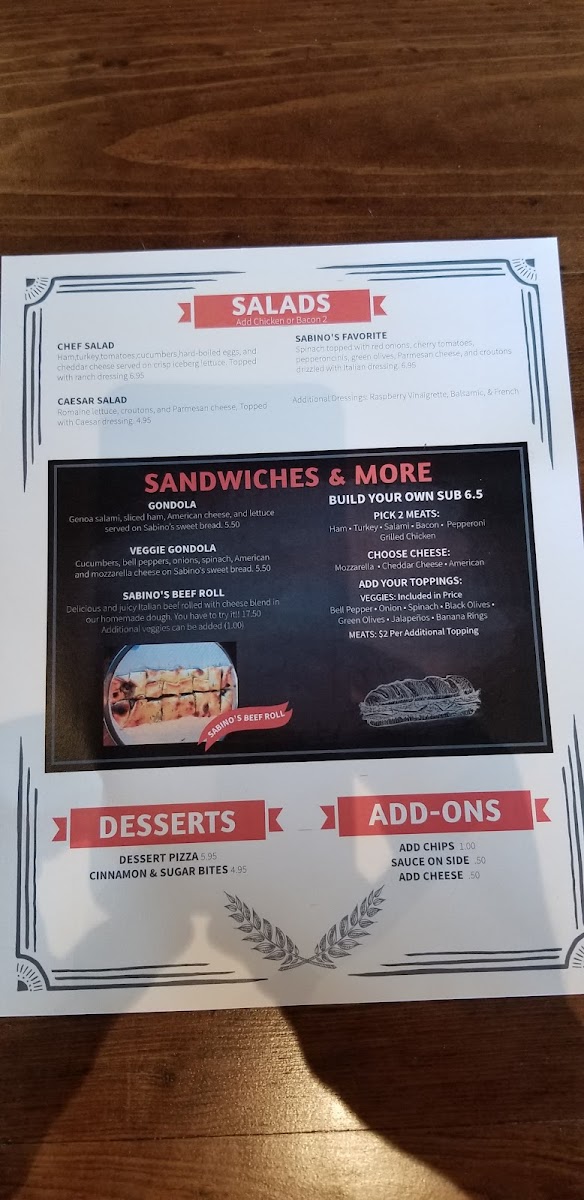 Menu Sabino's Pizza Pub-7